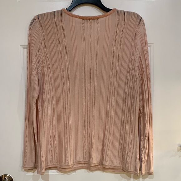 Saks 100% Silk Knit Sweater Blush Pink size 1X - Picture 4 of 6